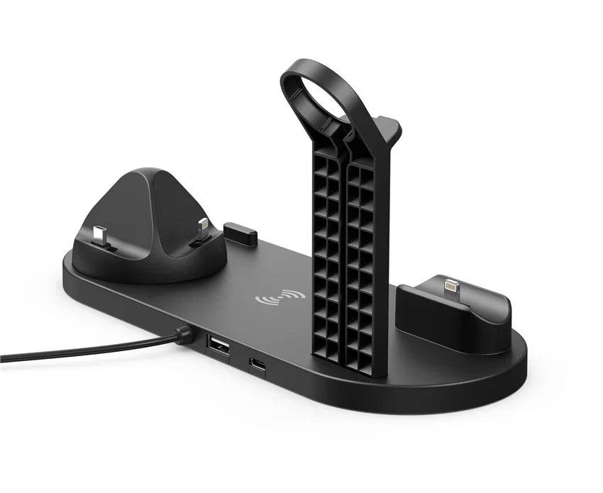 30W Wireless Charging Stand for Home or Office with dual charging docks and USB ports