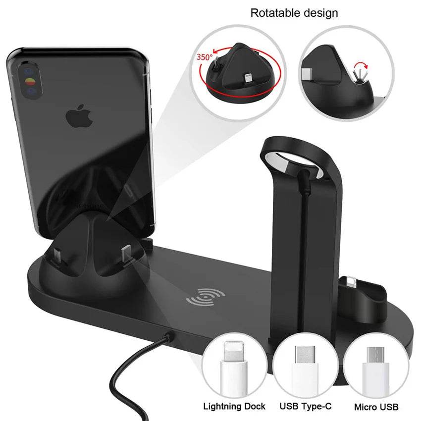30W Wireless Charging Stand for Home or Office with rotatable design for multiple devices