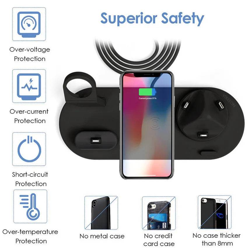 30W Wireless Charging Stand for Home or Office with Safety Features including Over-voltage Protection