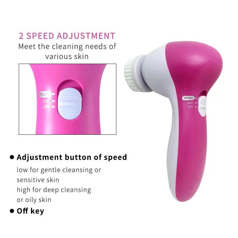 Fitzsi Essentials 5 in 1 face brush cleaner with adjustable speed settings for customized skin care