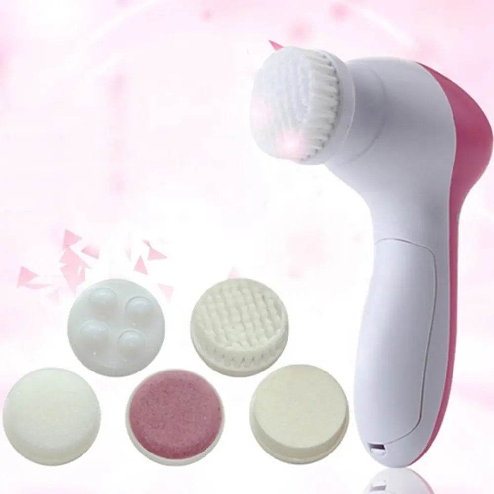 Fitzsi Essentials 5 in 1 face brush cleaner with multiple interchangeable brush heads for deep cleansing