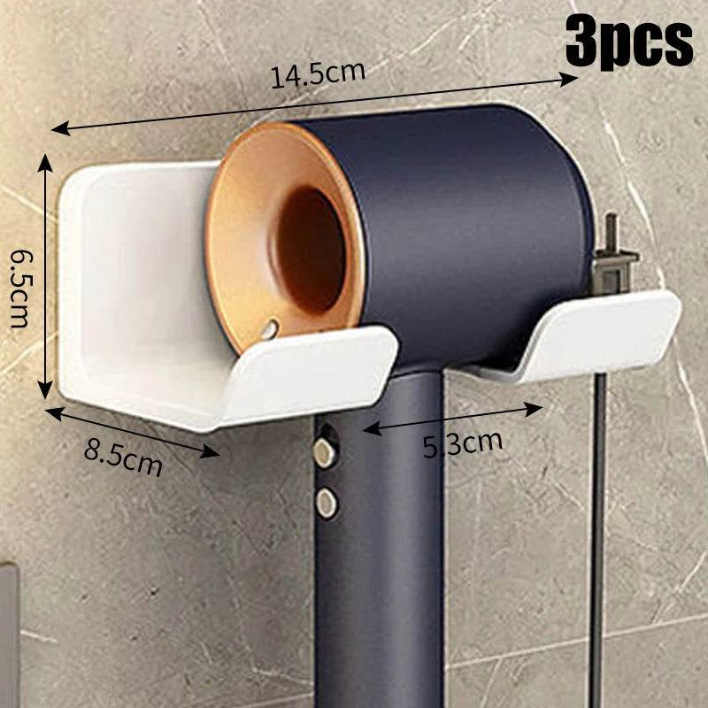 Wall Mounted Hair Dryer Storage Rack Non Perforated Bathroom Organizer - Fitzsi Essentials