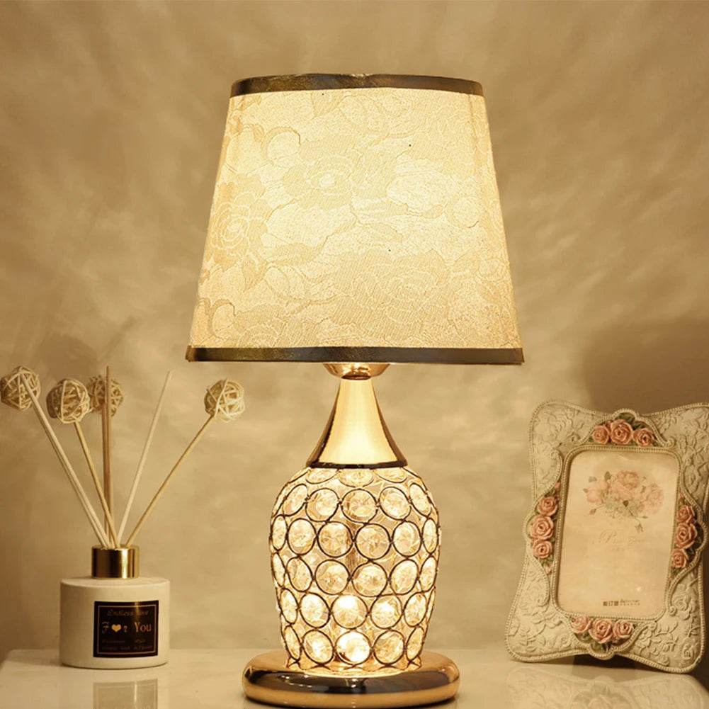 European Style Crystal Table Lamp Simple Modern Bedroom Bedside Lamp - Fitzsi Essentials