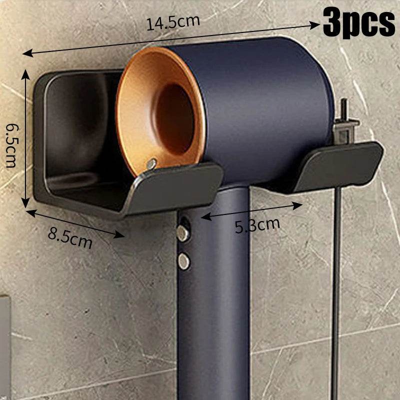 Wall Mounted Hair Dryer Storage Rack Non Perforated Bathroom Organizer - Fitzsi Essentials