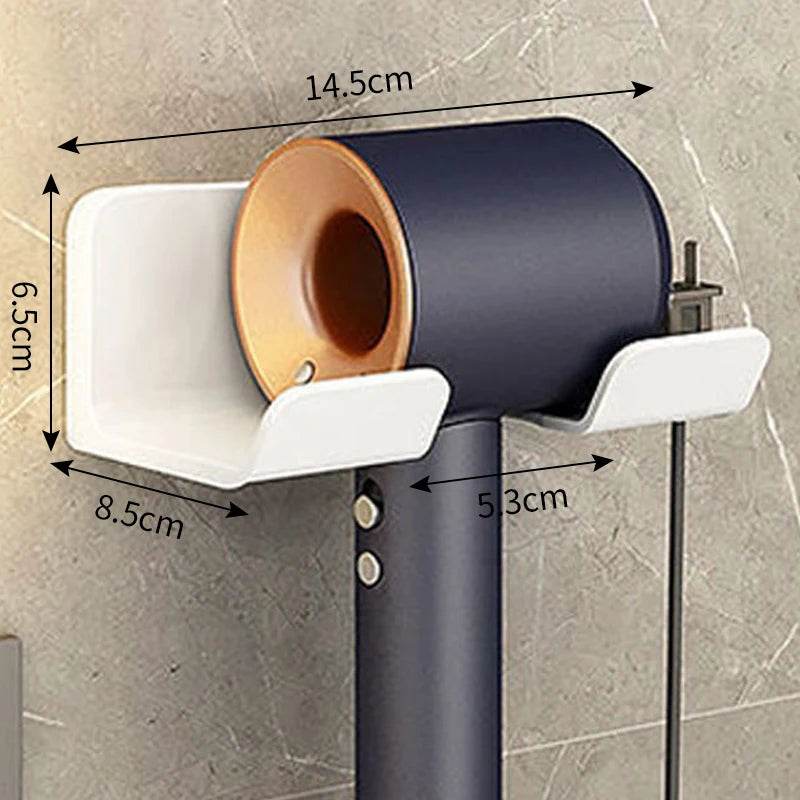 Wall Mounted Hair Dryer Storage Rack Non Perforated Bathroom Organizer - Fitzsi Essentials