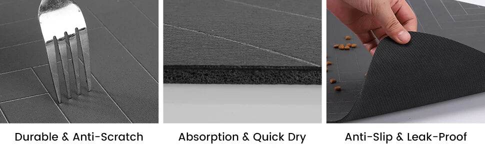 Fitzsi Essentials absorbent pet feeding mat with anti-slip surface and quick-dry features for easy cleaning