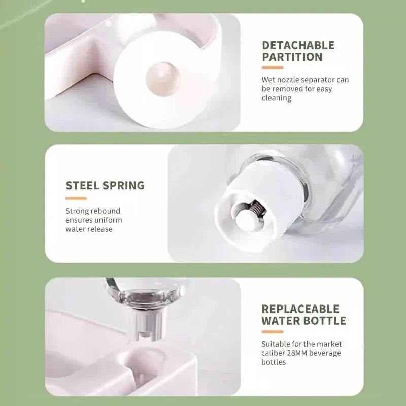 Features of automatic cat dog feeder with detachable partition and replaceable water bottle