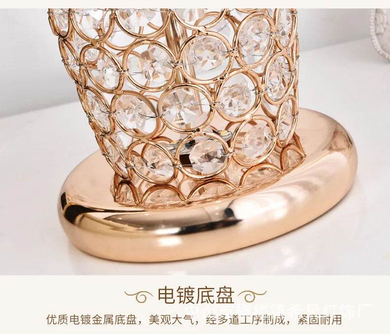 Elegant Fitzsi Essentials crystal lamp for bedroom with a stylish gold base and decorative crystal detailing