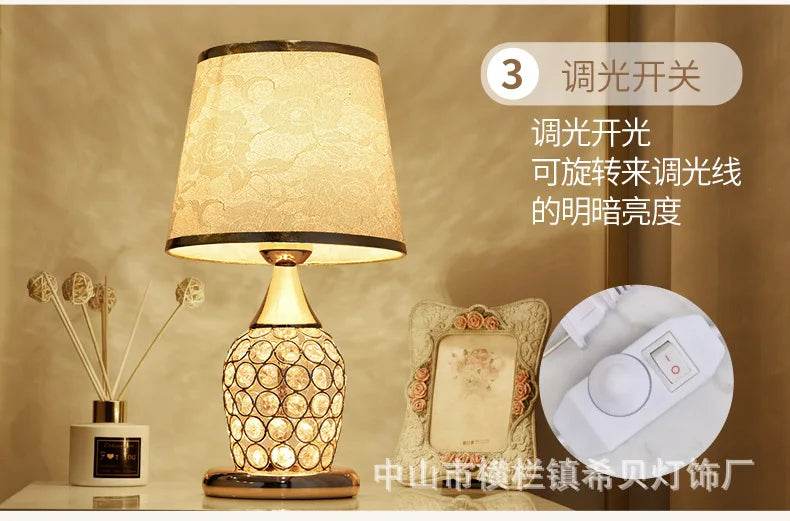 Elegant Fitzsi Essentials crystal lamp for bedroom with adjustable brightness and decorative shade