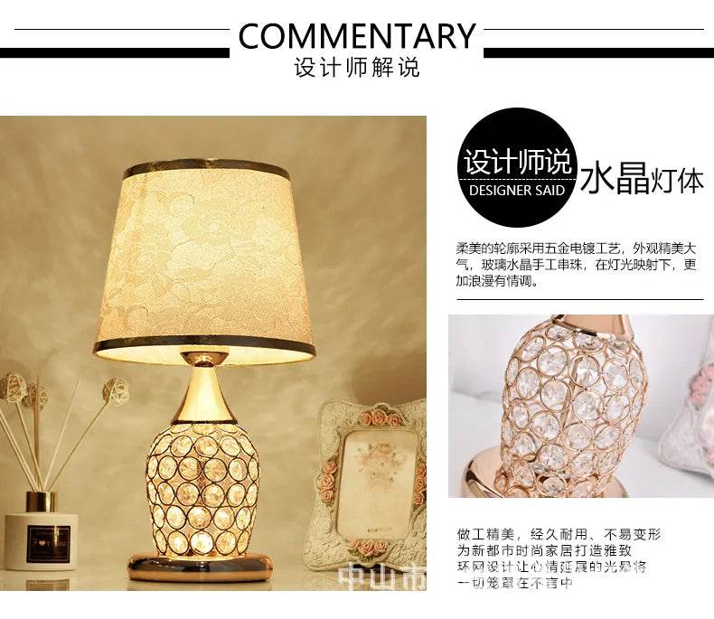 Fitzsi Essentials elegant crystal lamp for bedroom with unique design and warm light shade