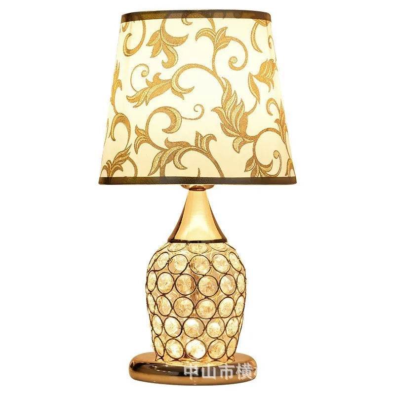 Elegant Fitzsi Essentials crystal lamp for bedroom with decorative floral shade and shimmering base