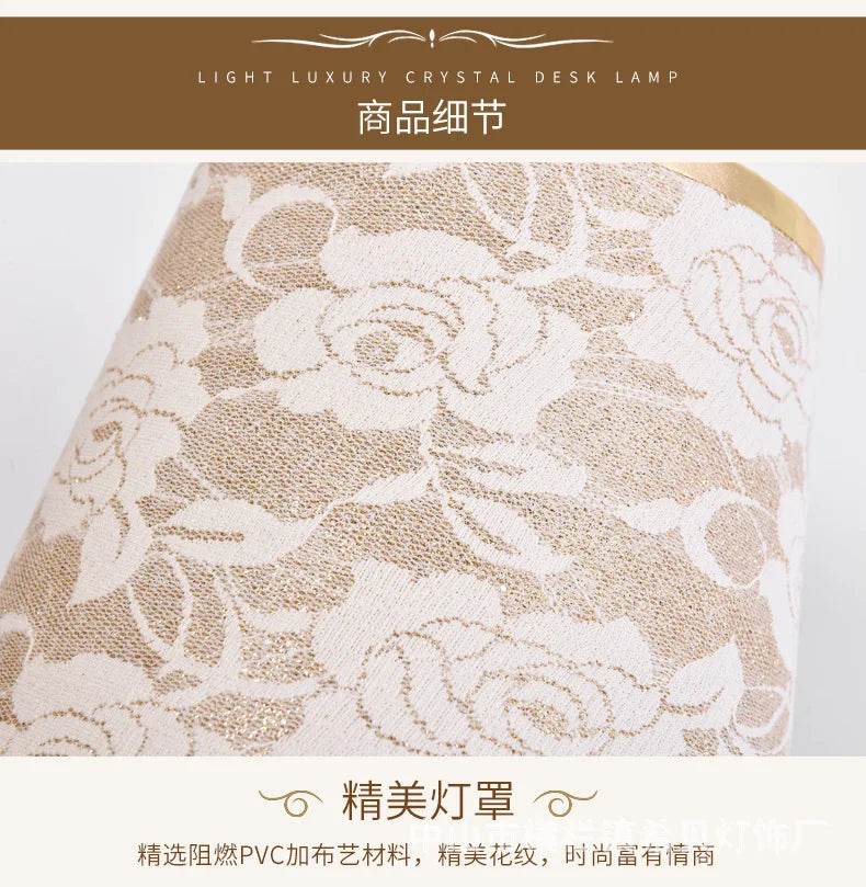 Light Luxury Crystal Desk Lamp with Elegant Floral Design for Bedroom Decor