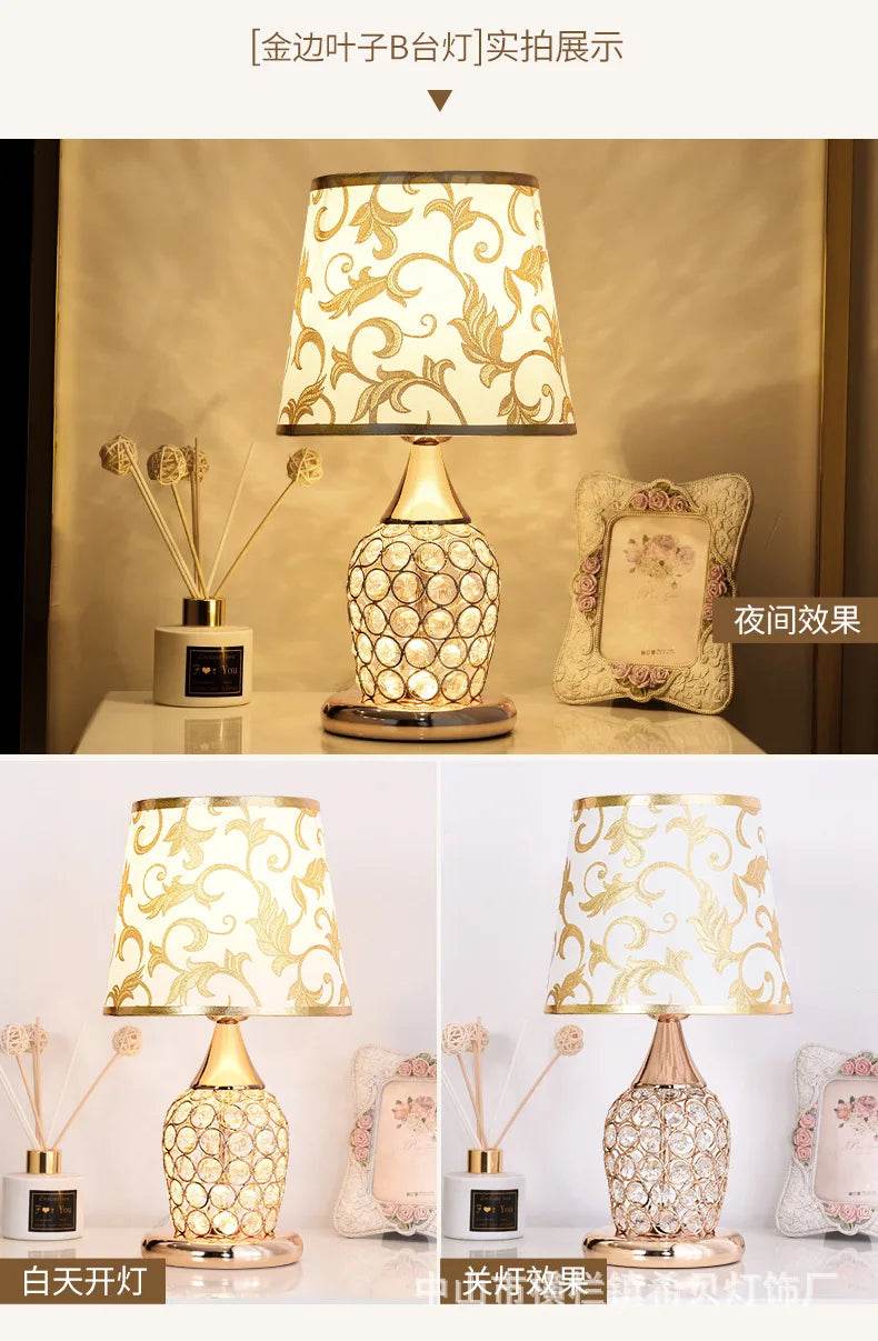 Elegant Fitzsi Essentials crystal lamp for bedroom featuring a decorative lamp shade and warm lighting effect
