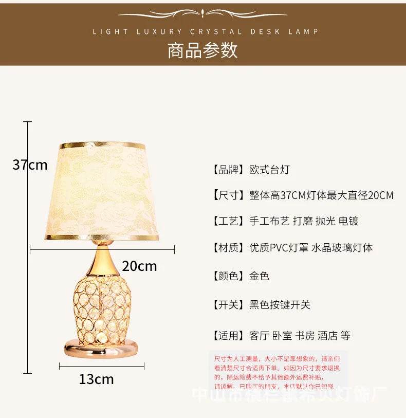 Elegant Fitzsi Essentials crystal lamp for bedroom with stylish design and soft fabric shade