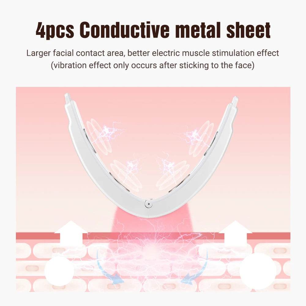 Electric Face Slimming Device with 4 conductive metal sheets for enhanced facial stimulation.