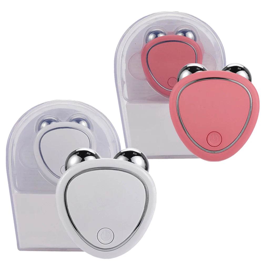 Fitzsi Essentials EMS face lifting device for Youthful Skin in pink and white with dual stimulation heads