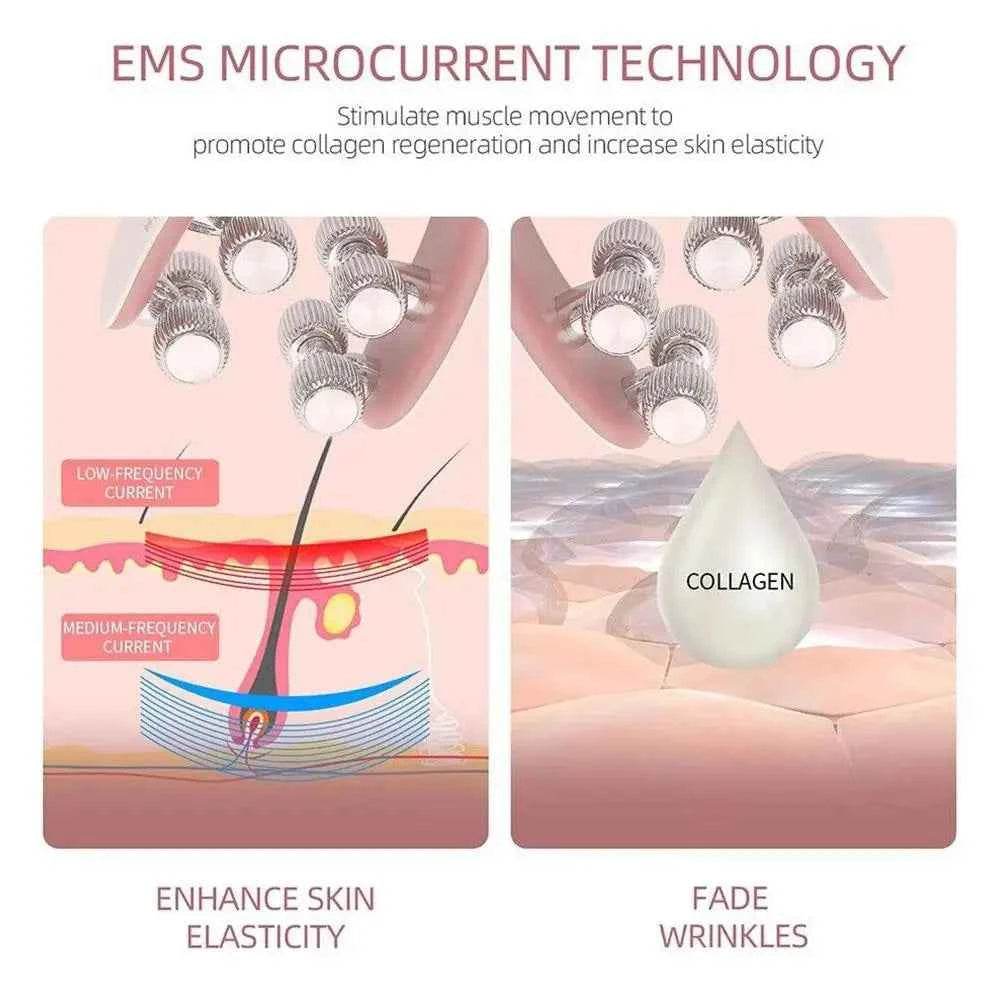 Fitzsi Essentials face lifting roller massager showcasing EMS microcurrent technology for enhanced skin elasticity