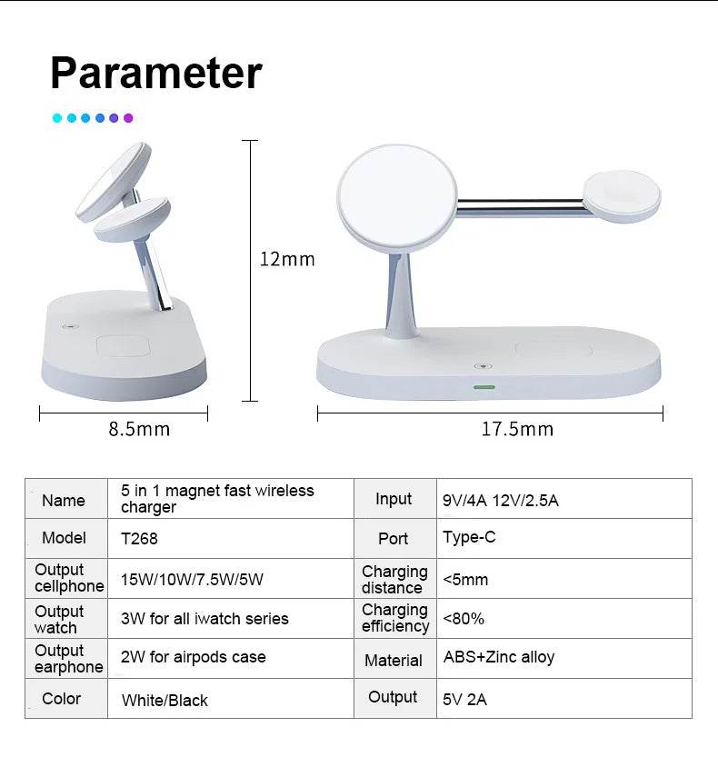 Fitzsi Essentials fast wireless charger stand with adjustable angle and dual charging ports for devices