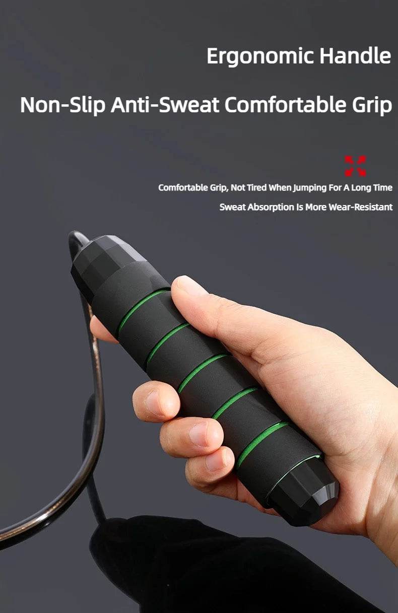 Ergonomic grip of Fitzsi Essentials fitness workout jump rope designed for comfort and non-slip use