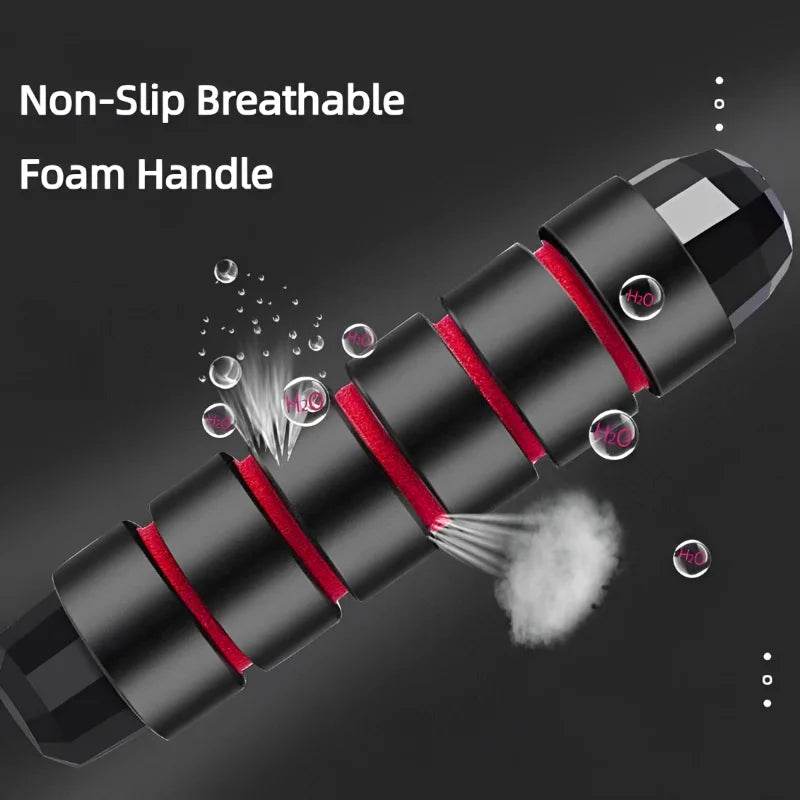 Close-up of Fitzsi Essentials fitness workout jump rope with non-slip breathable foam handle