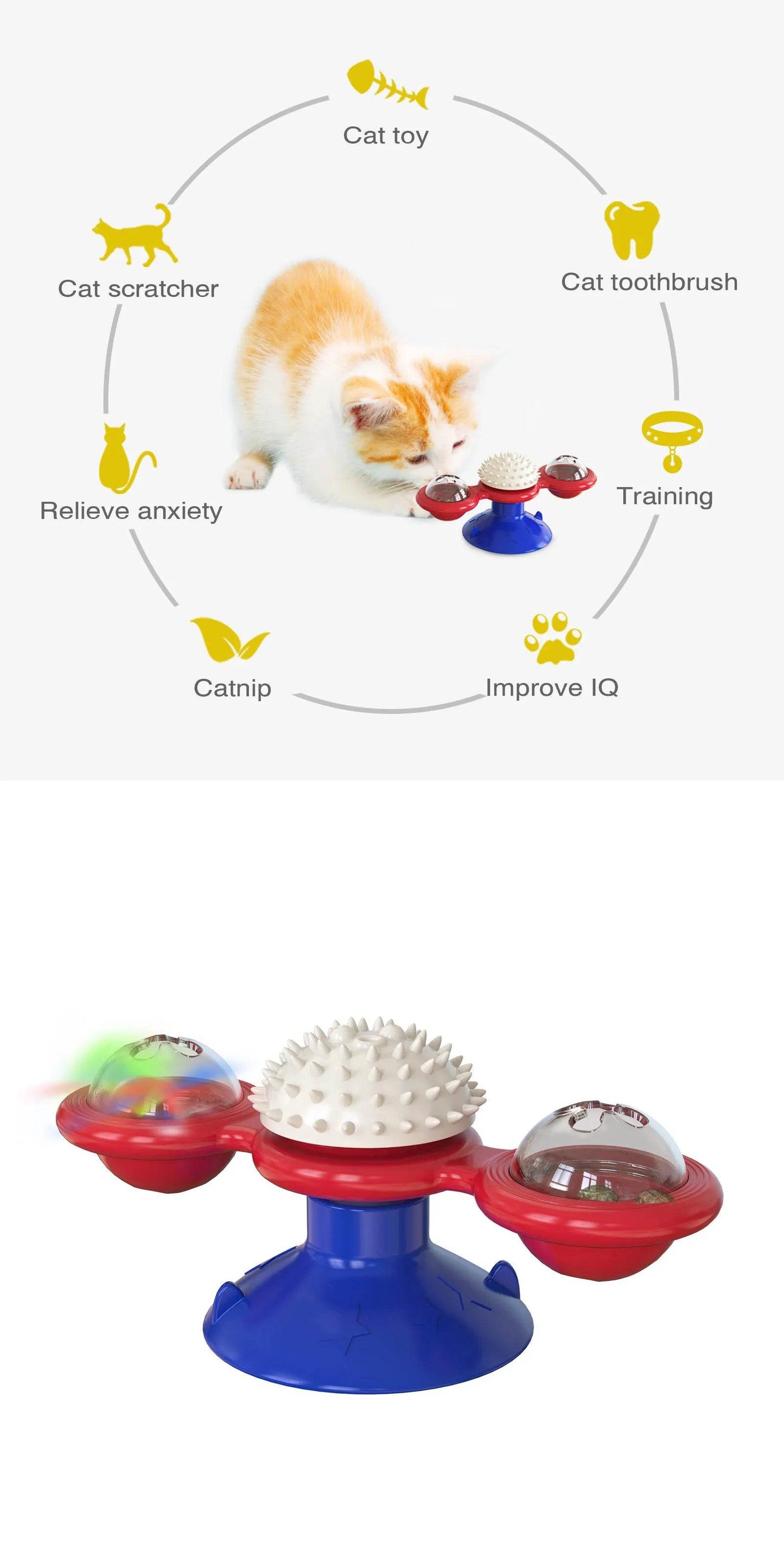 Fitzsi Essentials interactive windmill cat toy for engaging play, anxiety relief, and IQ improvement