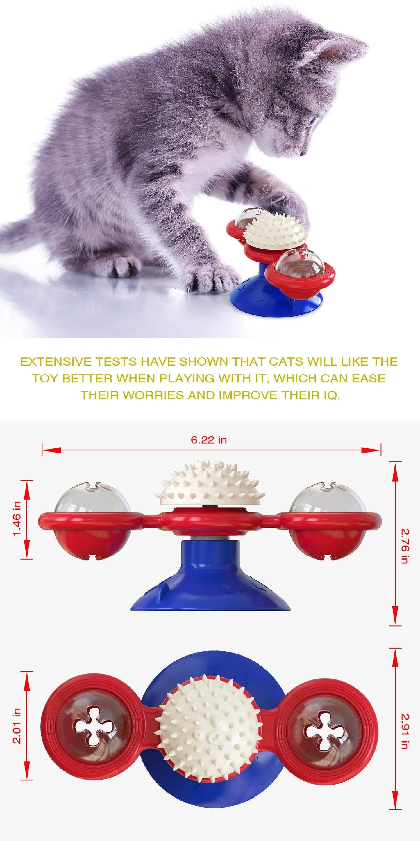 Interactive windmill cat toy designed for engaging play and mental stimulation for kittens