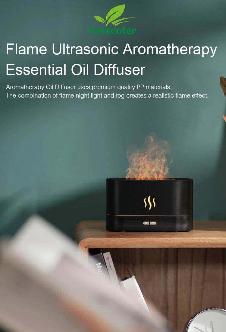 Flame Ultrasonic Aromatherapy Essential Oil Diffuser as a cool mist humidifier for enhancing air quality