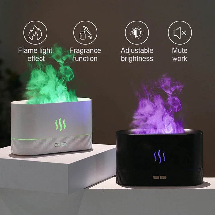 Fitzsi Essentials cool mist humidifier with flame light effect and adjustable brightness in black and white