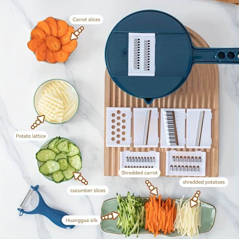 Fitzsi Essentials kitchen gadget vegetable cutter with various accessories for slicing and shredding vegetables
