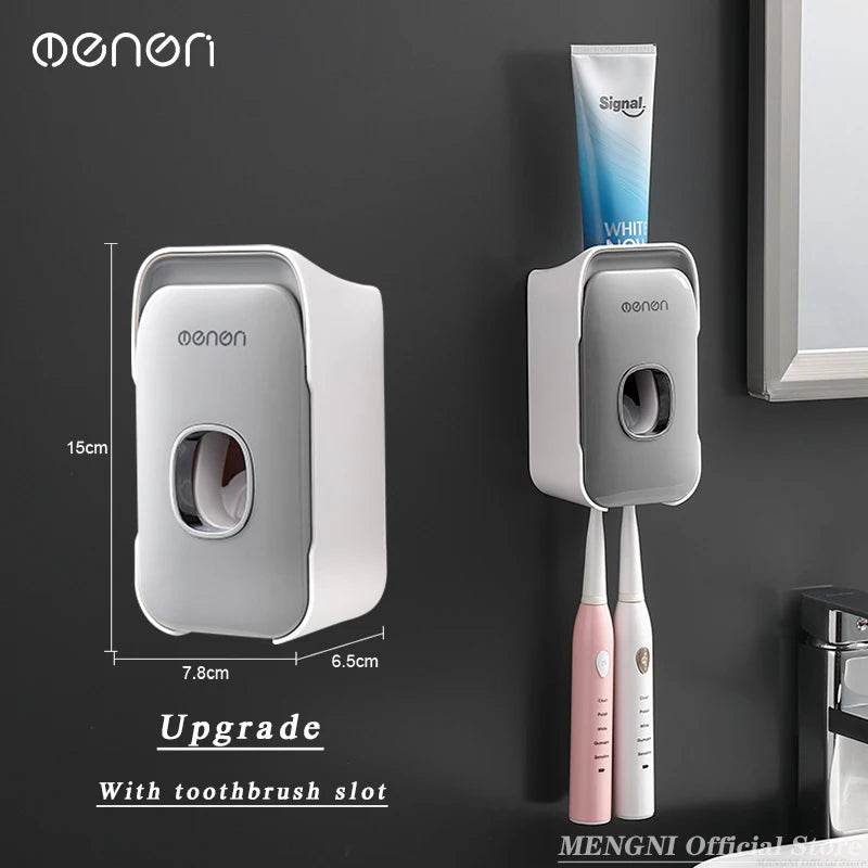 Fitzsi Essentials hands-free toothpaste dispenser with toothbrush slot for easy bathroom use
