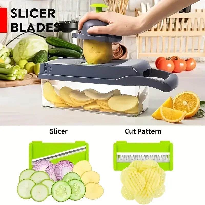 Fitzsi Essentials multifunctional vegetable chopper with multiple slicing options for easy meal prep