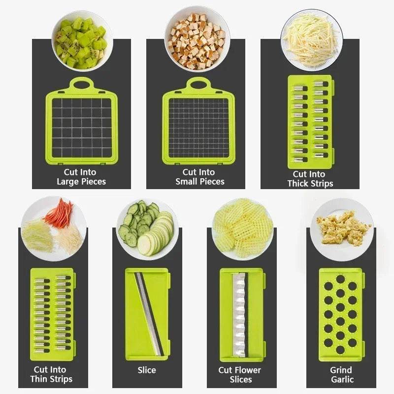 Fitzsi Essentials multifunctional vegetable chopper with various cutting options for easy meal prep