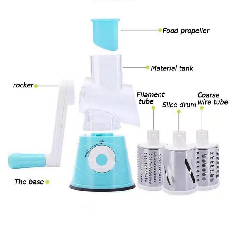 Fitzsi Essentials multifunctional vegetable slicer with adjustable drum attachments for efficient food preparation