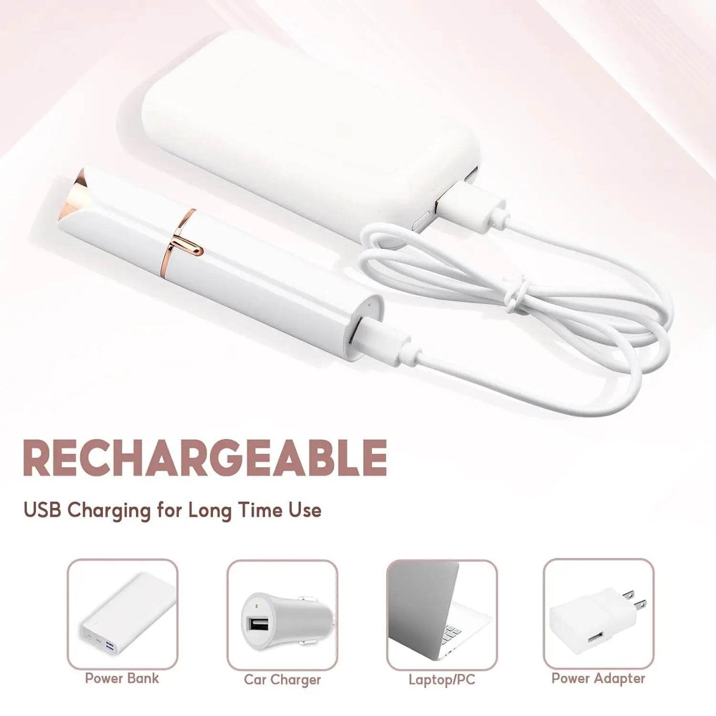 Portable facial hair remover with USB charging for convenient on-the-go use