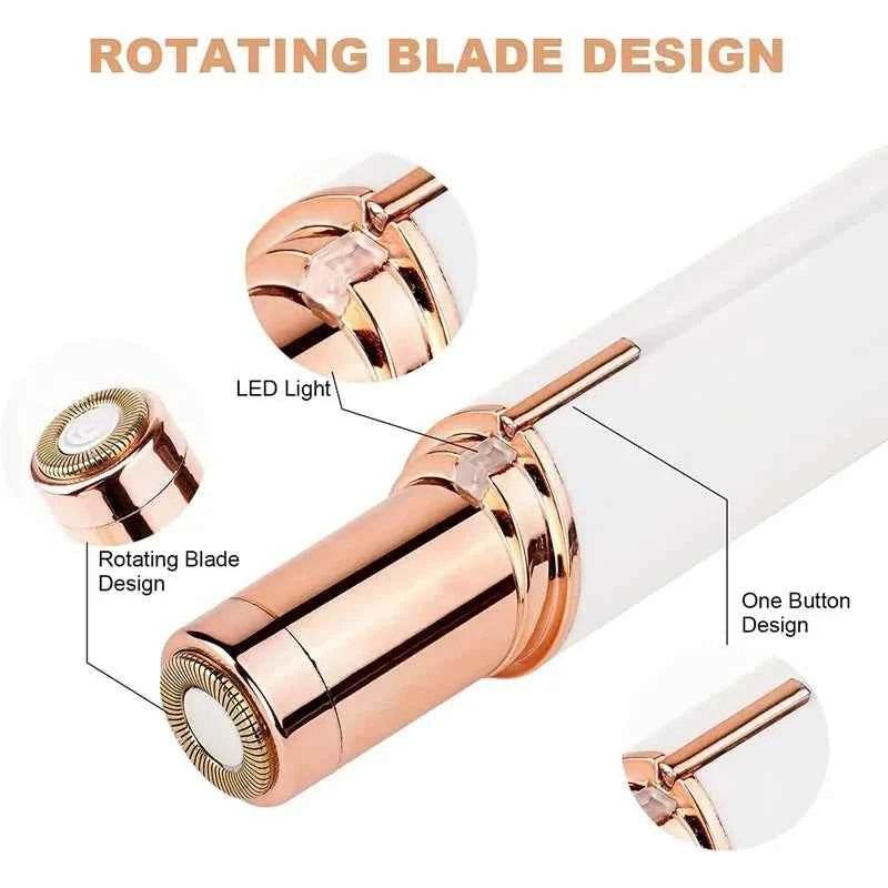 Fitzsi Essentials portable facial hair remover with rotating blade design and built-in LED light