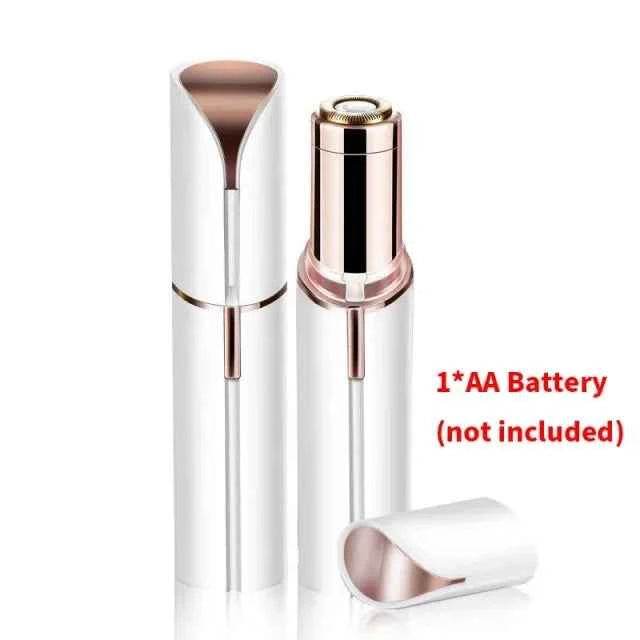 Fitzsi Essentials portable facial hair remover in sleek white design with gold accents, battery not included