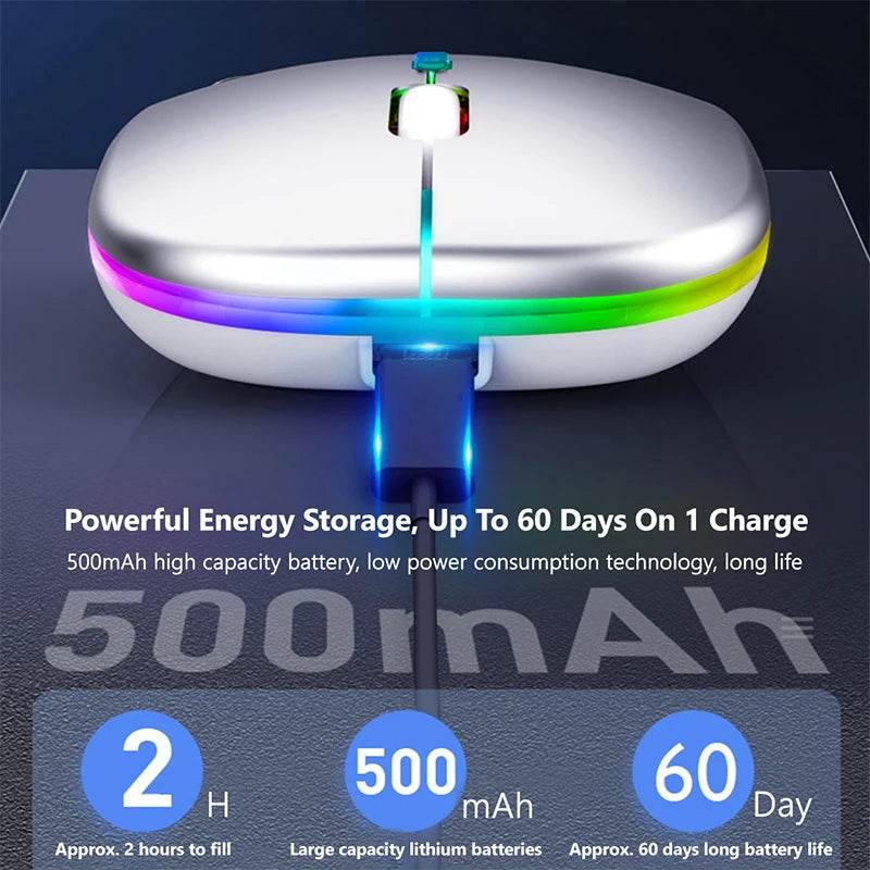 Fitzsi Essentials rechargeable Bluetooth wireless mouse with colorful LED lights and 60-day battery life