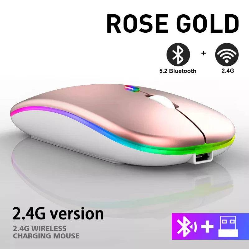Fitzsi Essentials Rose Gold Rechargeable Bluetooth Wireless Mouse with 2.4G connectivity