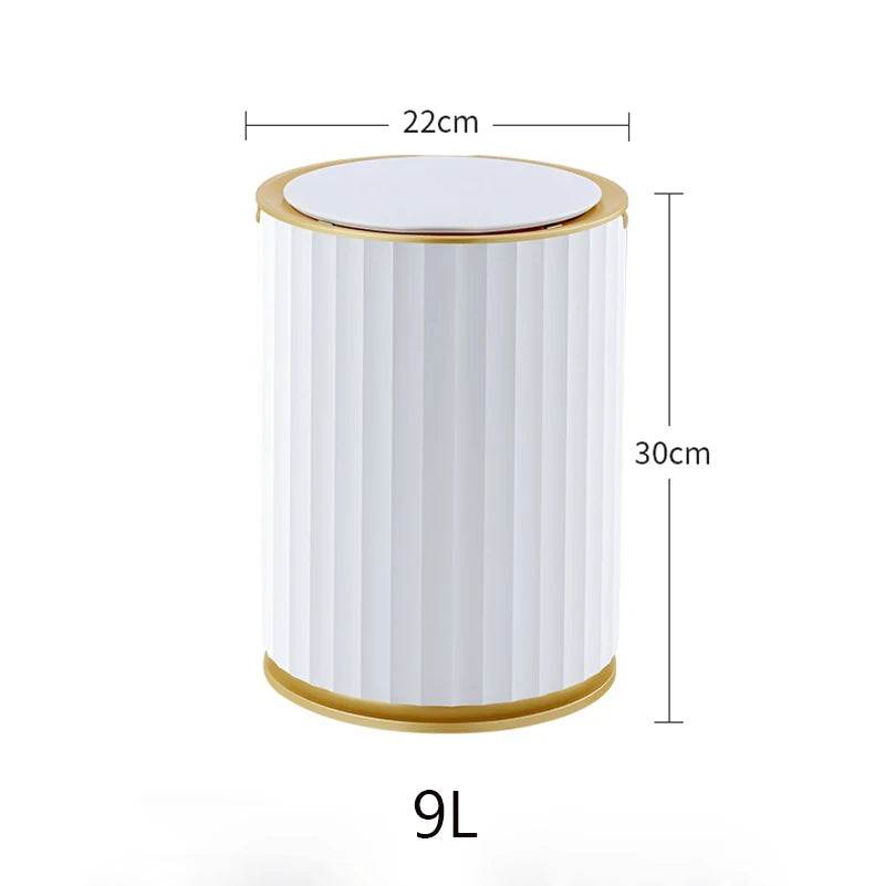 Fitzsi Essentials Smart Tech Waste Bin in White with Gold Accents and 9L Capacity
