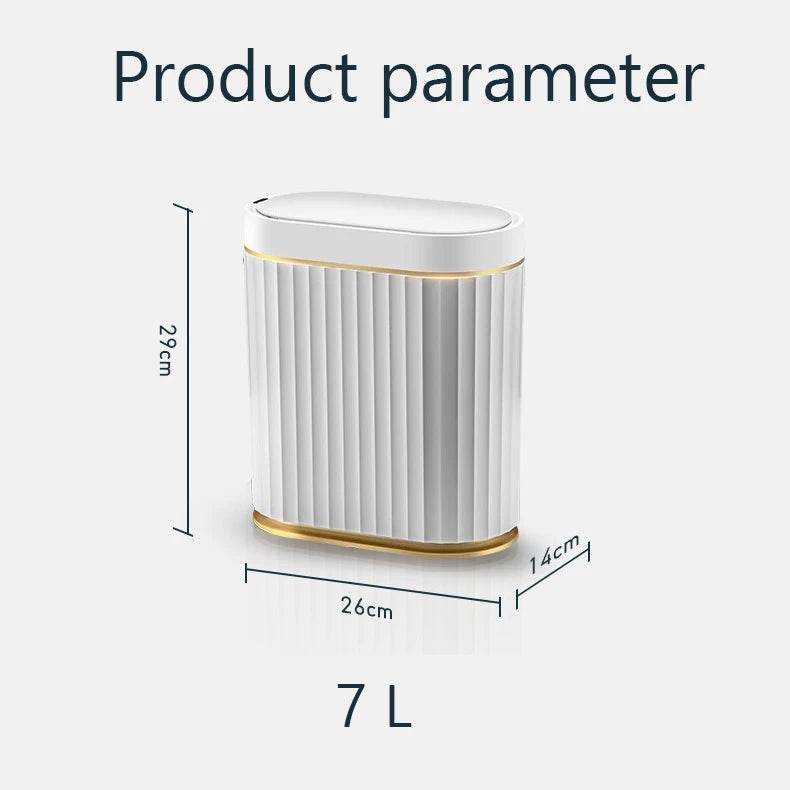 Fitzsi Essentials Smart Tech Waste Bin in White with Gold Accents, 7L Capacity, Modern Design