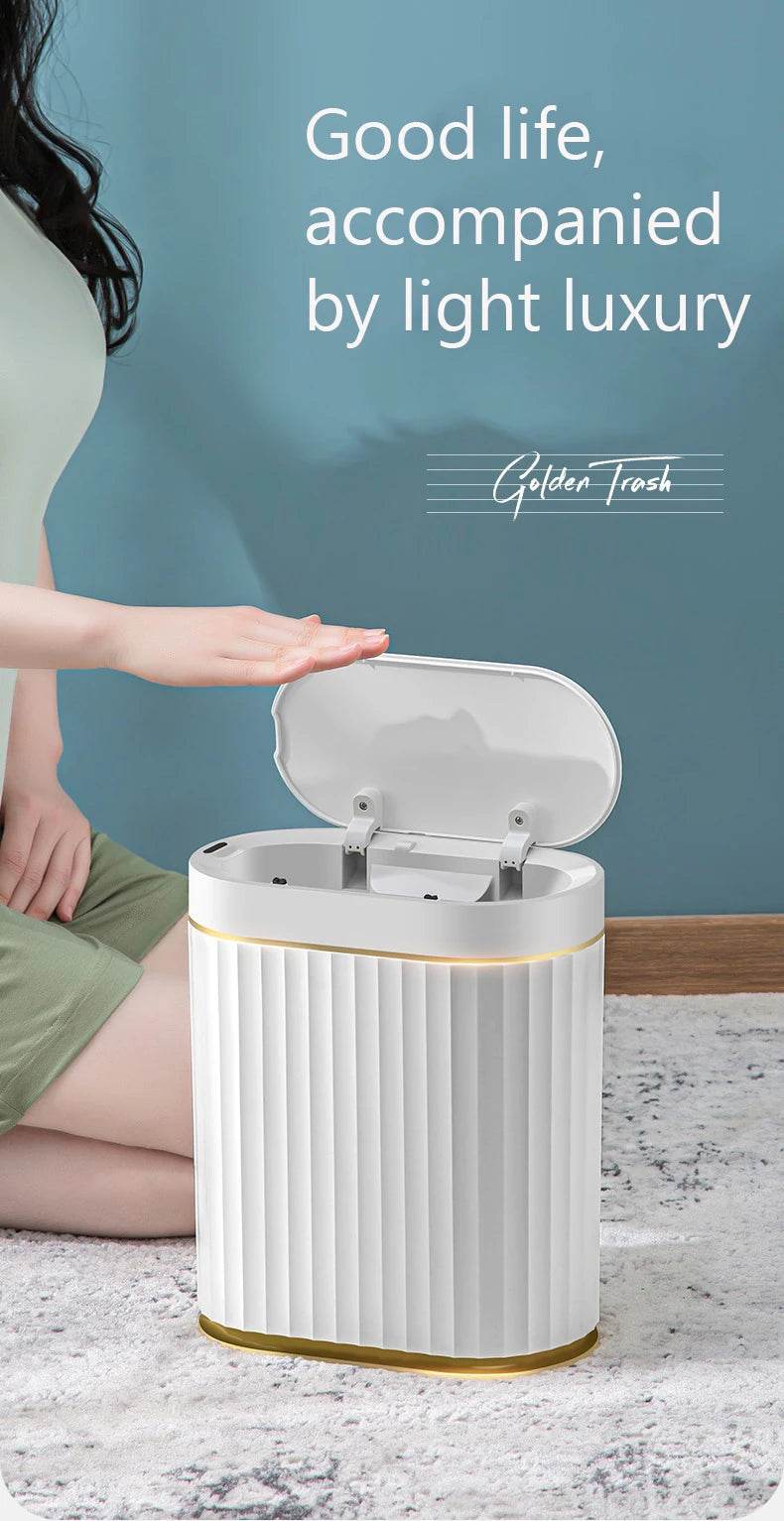 Fitzsi Essentials smart tech waste bin with a sleek design and automatic lid for modern living spaces