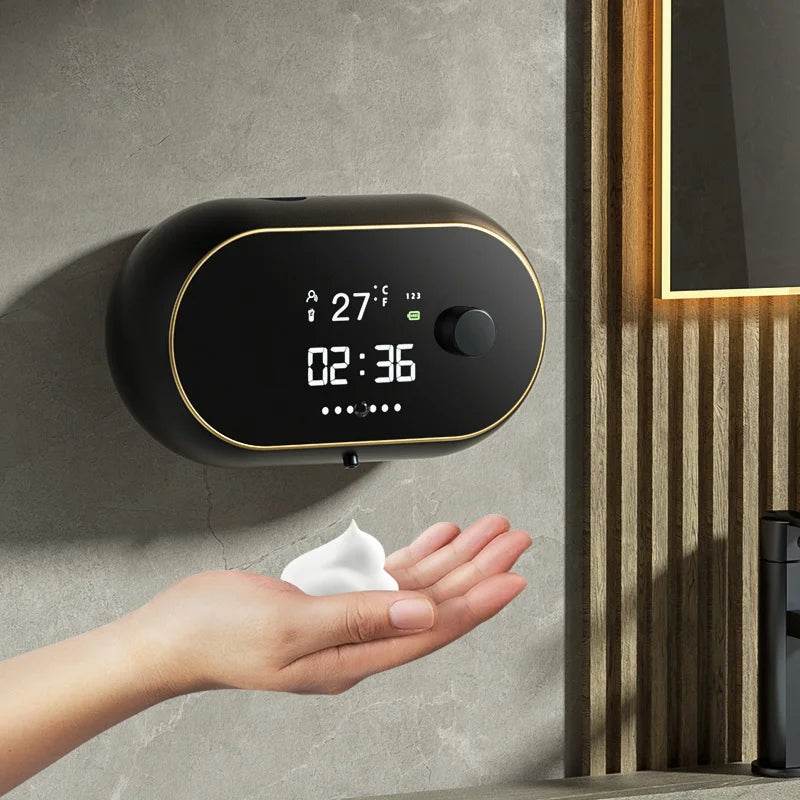 Fitzsi Essentials touchless wall-mounted soap dispenser with digital display and sleek design for convenient handwashing