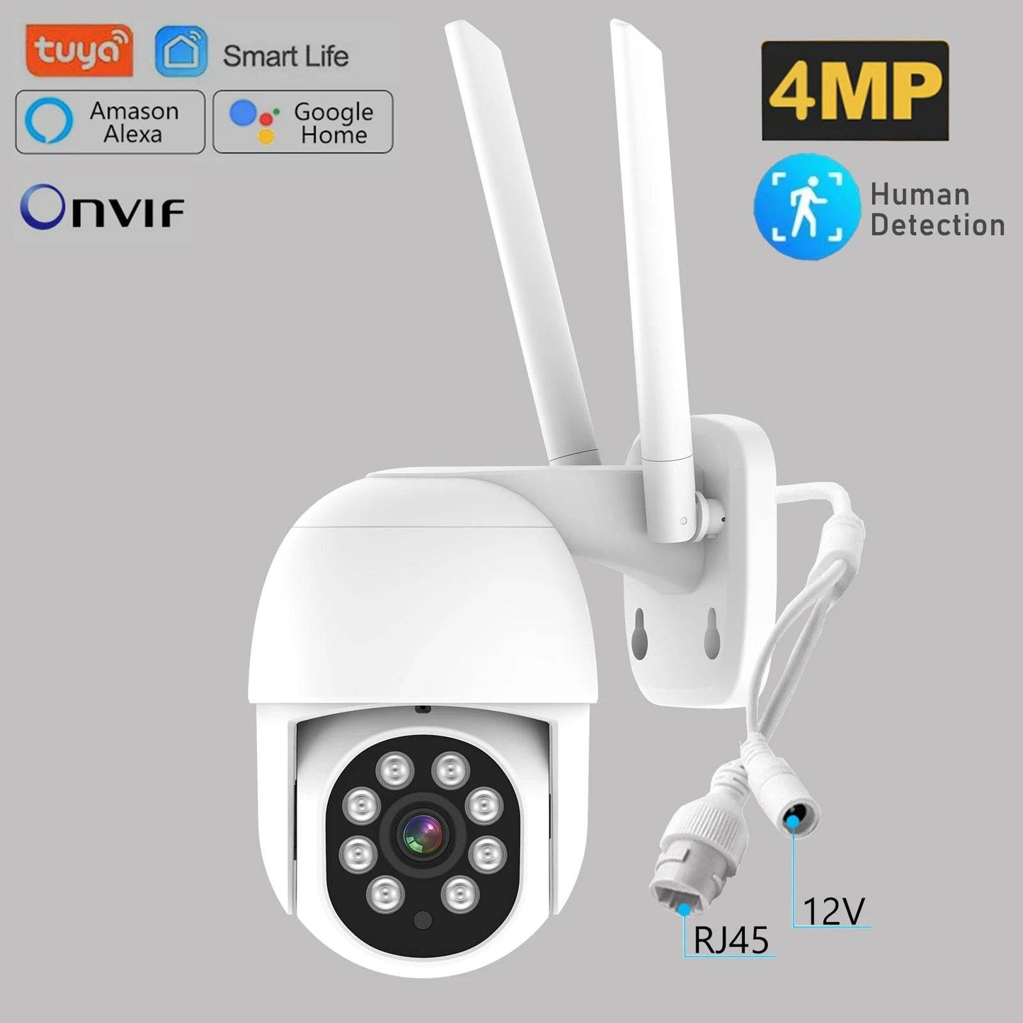 Tuya Smart Outdoor Camera with 4MP resolution and human detection for enhanced security monitoring