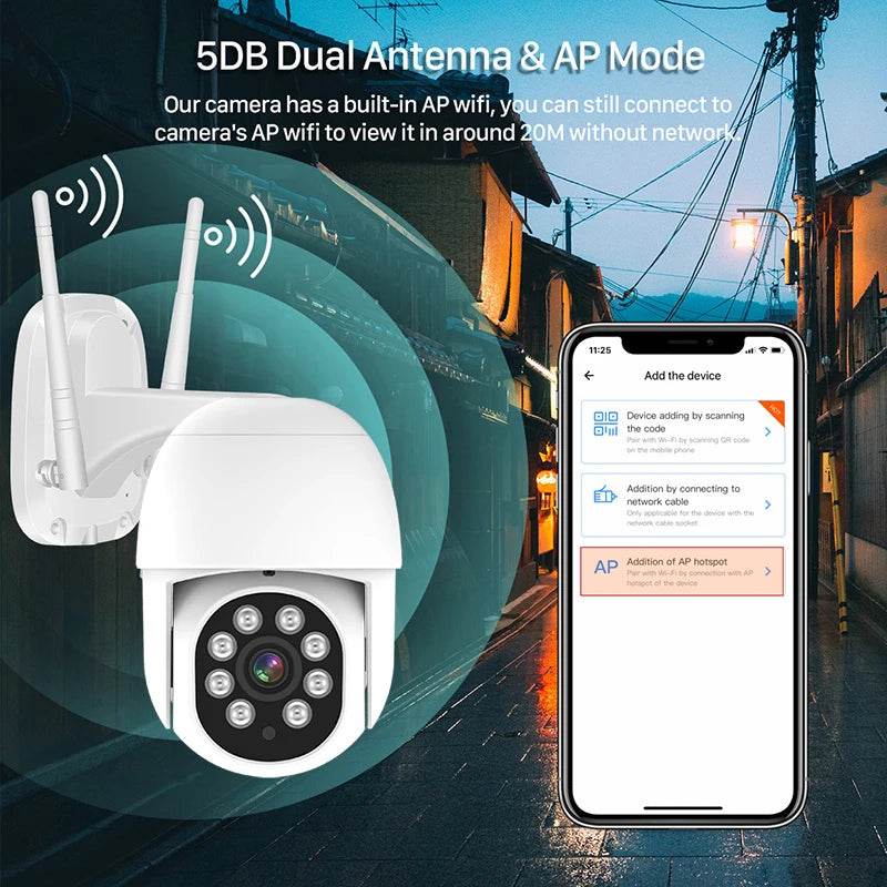 Tuya Smart Outdoor Camera with 5DB Dual Antenna and AP Mode for easy connectivity and remote viewing