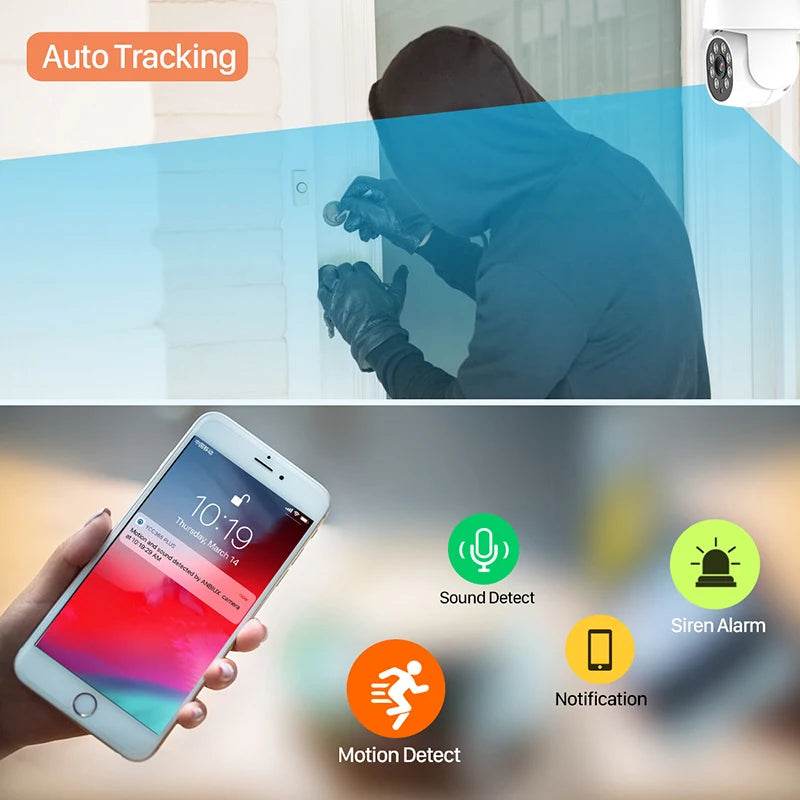 Tuya Smart Outdoor Camera with Auto Tracking, Motion Detection, and Remote Alerts on Smartphone