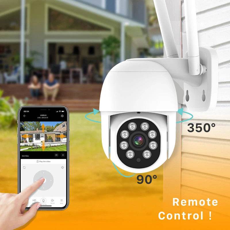 Tuya Smart Outdoor Camera with Remote Control and 350-degree rotation for home security monitoring