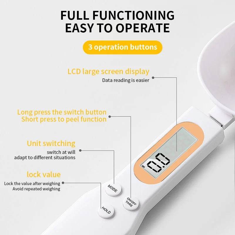 Fitzsi Essentials electronic measuring spoon with large LCD screen and three operation buttons for easy use
