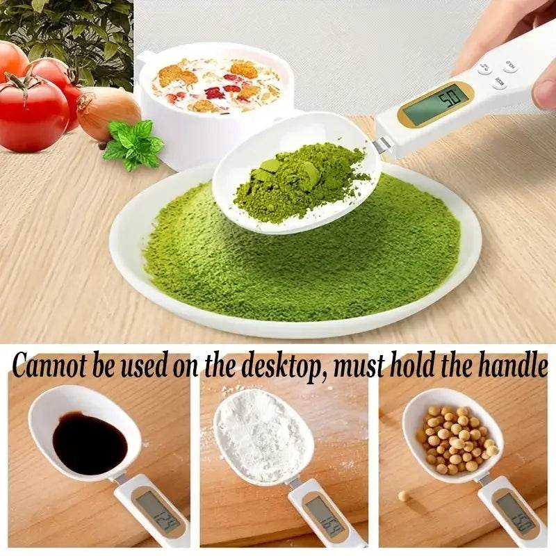 Fitzsi Essentials electronic measuring spoon displaying ingredients with a digital scale for accurate measurements