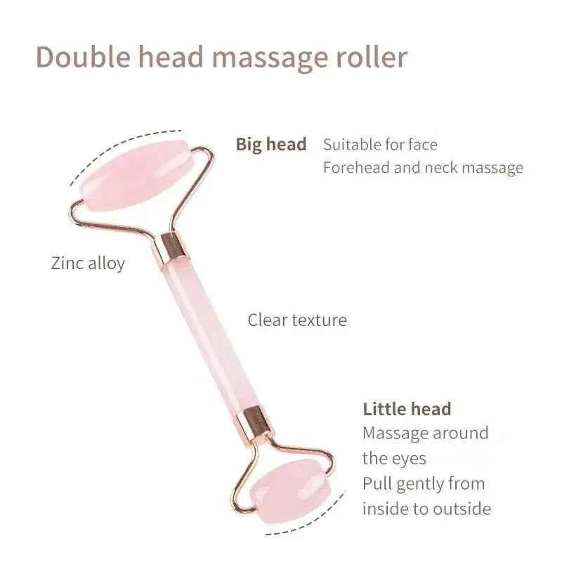 Double head face neck massager roller with zinc alloy for soothing face and neck massage