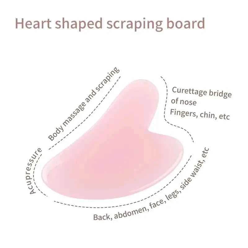 Heart-shaped body scraping board for acupressure massage, suitable for face neck massager roller use